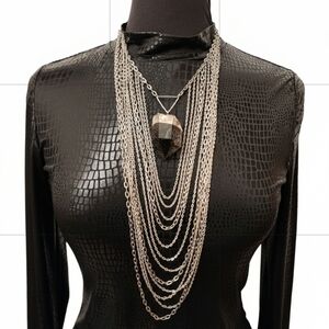 Smokey Quartz Multi Layered Chain Necklace